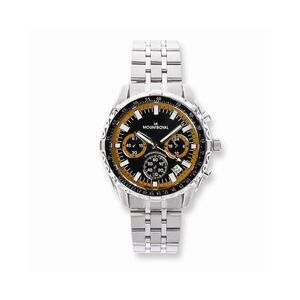 Mountroyal Mens Stainless Steel Orange Dial Chrono Watch